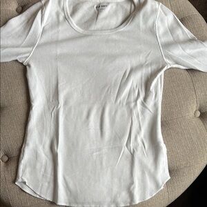 Old Navy Cream Fitted Long Sleeve T-Shirt